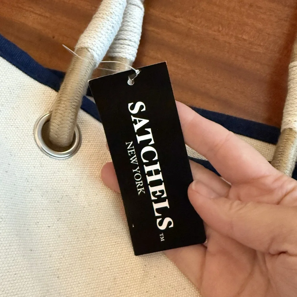 Satchels New York Canvas Boat Tote Bag NWT Nautical Rope Handles‎ Embroidered S - Picture 6 of 7